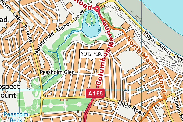 YO12 7QX map - OS VectorMap District (Ordnance Survey)
