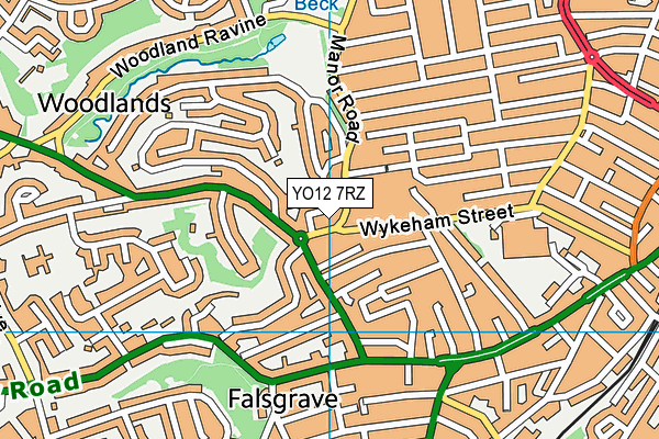 YO12 7RZ map - OS VectorMap District (Ordnance Survey) YO12 7RZ map - OS VectorMap District (Ordnance Survey)