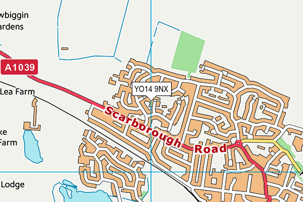 YO14 9NX map - OS VectorMap District (Ordnance Survey) YO14 9NX map - OS VectorMap District (Ordnance Survey)