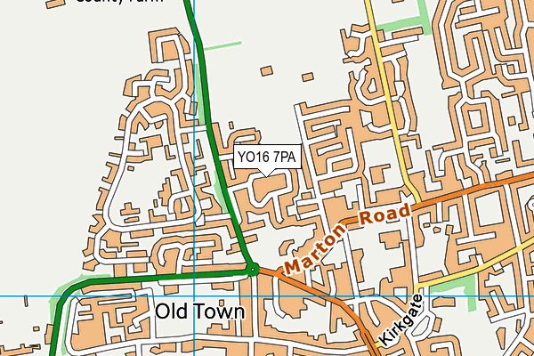 YO16 7PA map - OS VectorMap District (Ordnance Survey) YO16 7PA map - OS VectorMap District (Ordnance Survey)