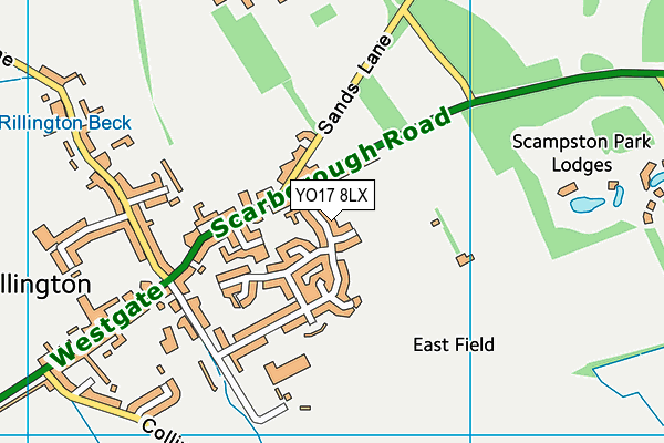 YO17 8LX map - OS VectorMap District (Ordnance Survey) YO17 8LX map - OS VectorMap District (Ordnance Survey)