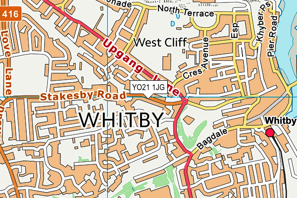 YO21 1JG map - OS VectorMap District (Ordnance Survey)