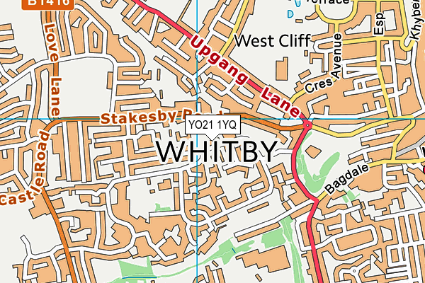 YO21 1YQ map - OS VectorMap District (Ordnance Survey)