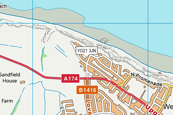 YO21 3JN map - OS VectorMap District (Ordnance Survey)