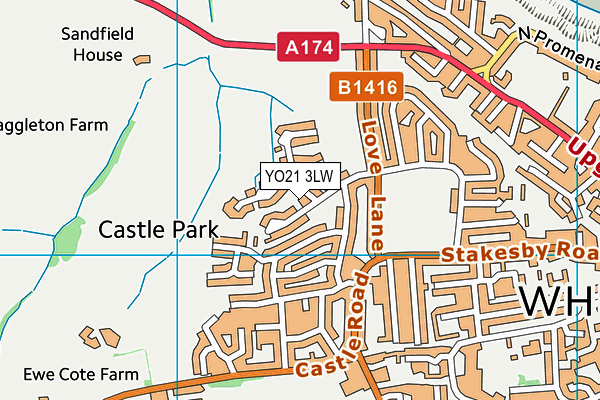 YO21 3LW map - OS VectorMap District (Ordnance Survey)