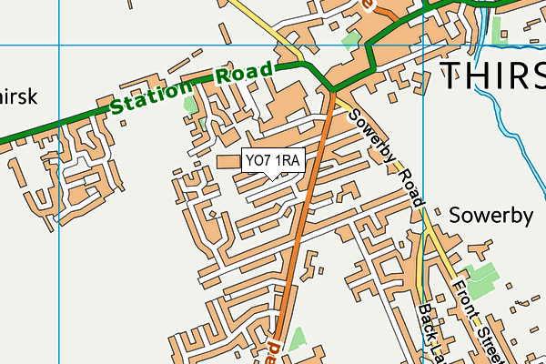 YO7 1RA map - OS VectorMap District (Ordnance Survey) YO7 1RA map - OS VectorMap District (Ordnance Survey)
