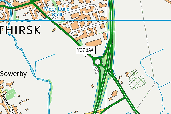 YO7 3AA map - OS VectorMap District (Ordnance Survey) YO7 3AA map - OS VectorMap District (Ordnance Survey)