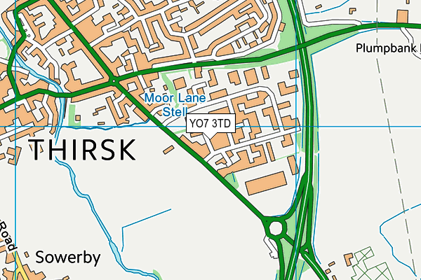 YO7 3TD map - OS VectorMap District (Ordnance Survey) YO7 3TD map - OS VectorMap District (Ordnance Survey)