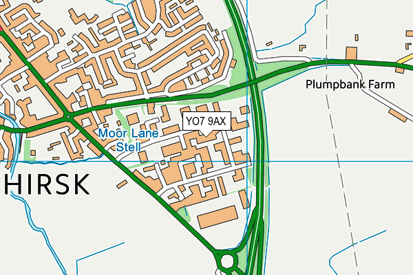 YO7 9AX map - OS VectorMap District (Ordnance Survey) YO7 9AX map - OS VectorMap District (Ordnance Survey)