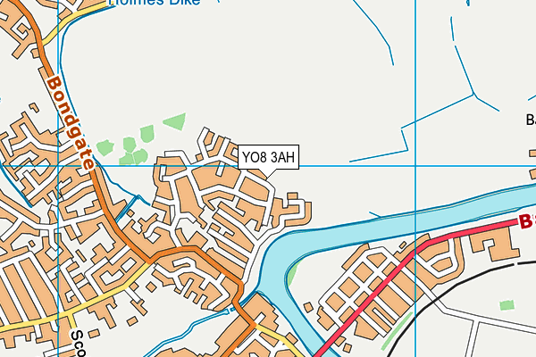 YO8 3AH map - OS VectorMap District (Ordnance Survey) YO8 3AH map - OS VectorMap District (Ordnance Survey)