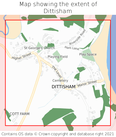 Map showing extent of Dittisham as bounding box
