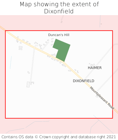 Map showing extent of Dixonfield as bounding box