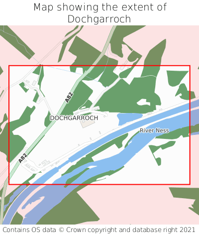 Map showing extent of Dochgarroch as bounding box