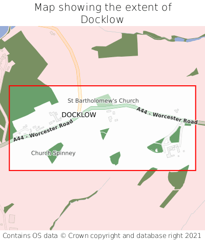 Map showing extent of Docklow as bounding box