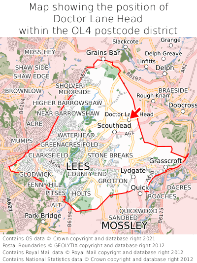 Map showing location of Doctor Lane Head within OL4