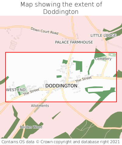 Map showing extent of Doddington as bounding box