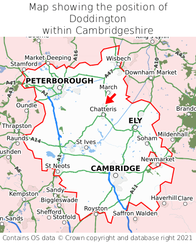 Map showing location of Doddington within Cambridgeshire
