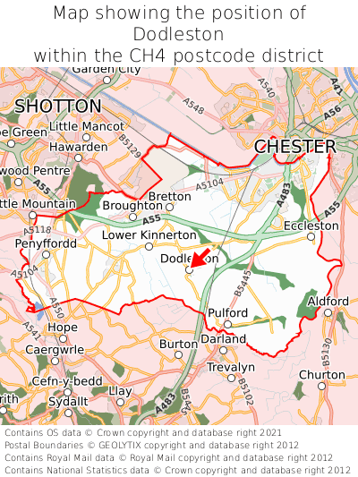 Map showing location of Dodleston within CH4