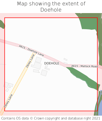 Map showing extent of Doehole as bounding box