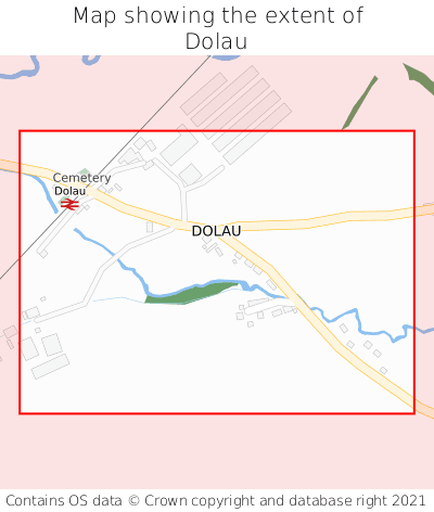 Map showing extent of Dolau as bounding box