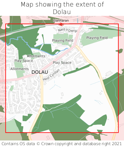 Map showing extent of Dolau as bounding box