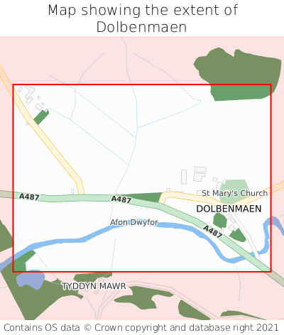 Map showing extent of Dolbenmaen as bounding box