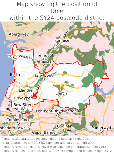 Map showing location of Dole within SY24
