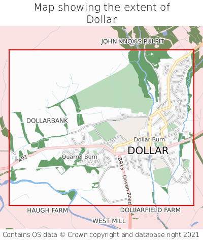 Map showing extent of Dollar as bounding box