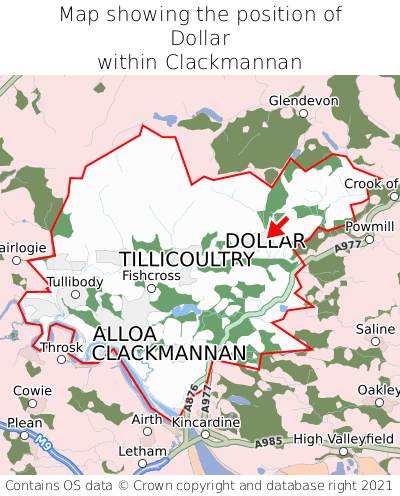 Map showing location of Dollar within Clackmannan
