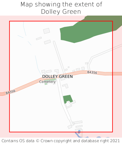 Map showing extent of Dolley Green as bounding box