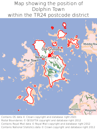 Map showing location of Dolphin Town within TR24