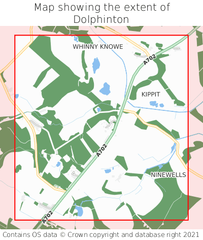 Map showing extent of Dolphinton as bounding box