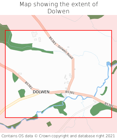 Map showing extent of Dolwen as bounding box