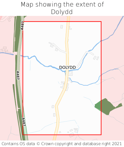 Map showing extent of Dolydd as bounding box