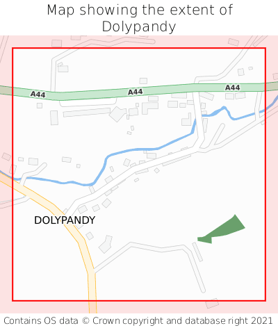 Map showing extent of Dolypandy as bounding box