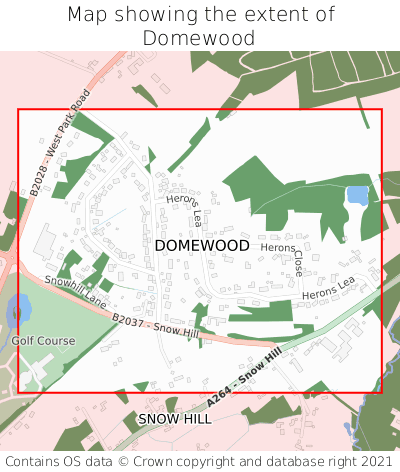 Map showing extent of Domewood as bounding box