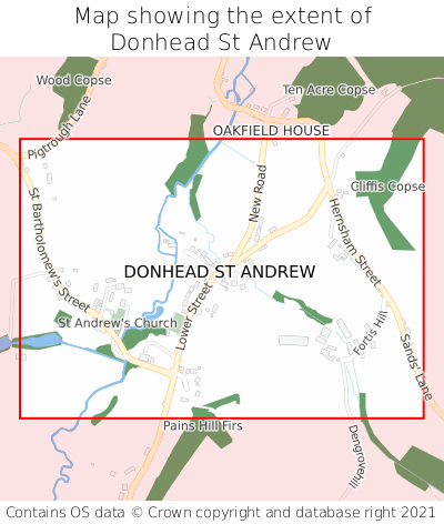 Map showing extent of Donhead St Andrew as bounding box