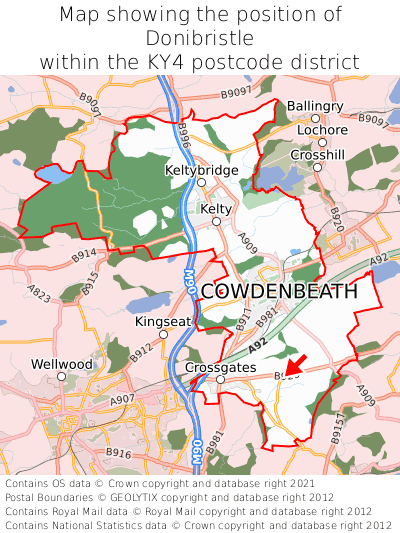 Map showing location of Donibristle within KY4