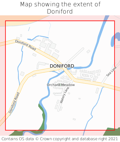 Map showing extent of Doniford as bounding box