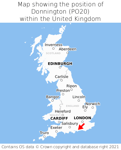 Map showing location of Donnington within the UK