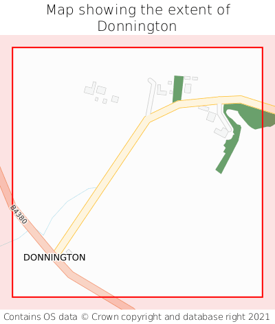 Map showing extent of Donnington as bounding box