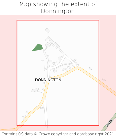 Map showing extent of Donnington as bounding box