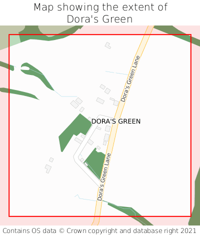 Map showing extent of Dora's Green as bounding box