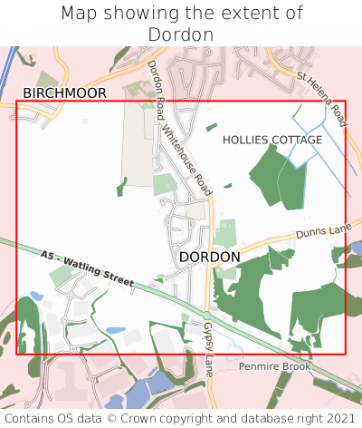 Map showing extent of Dordon as bounding box