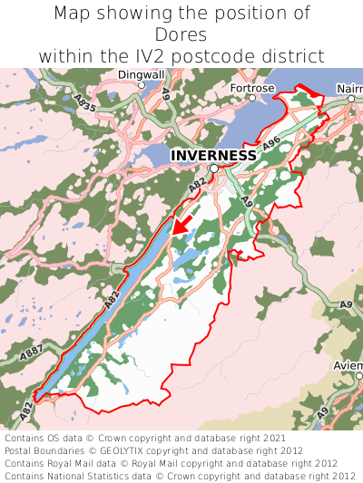 Map showing location of Dores within IV2