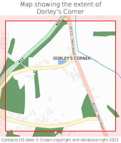 Map showing extent of Dorley's Corner as bounding box
