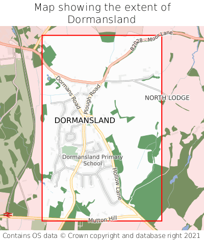 Map showing extent of Dormansland as bounding box