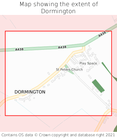 Map showing extent of Dormington as bounding box