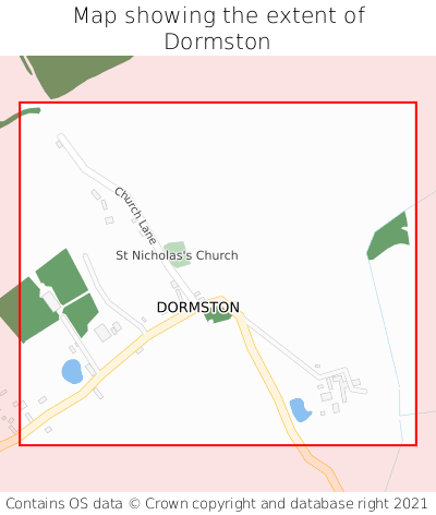 Map showing extent of Dormston as bounding box