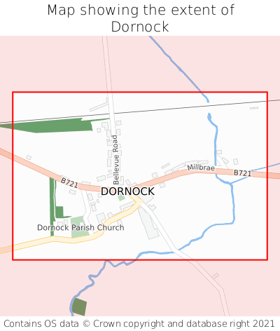 Map showing extent of Dornock as bounding box
